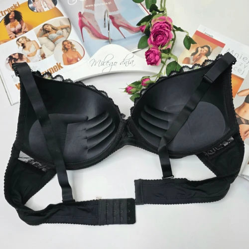 Biustonosz koronkowy push-up łapka WIRGINIA czarny 3