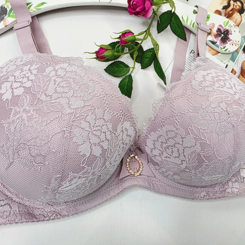 Biustonosz koronkowy push-up łapka WIRGINIA pudrowy 2