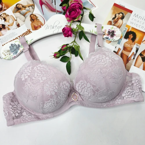 Biustonosz koronkowy push-up łapka WIRGINIA pudrowy 1