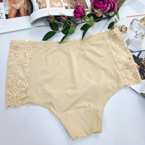 Majtki koronkowe wysoki stan plus size Greta cielisty 2