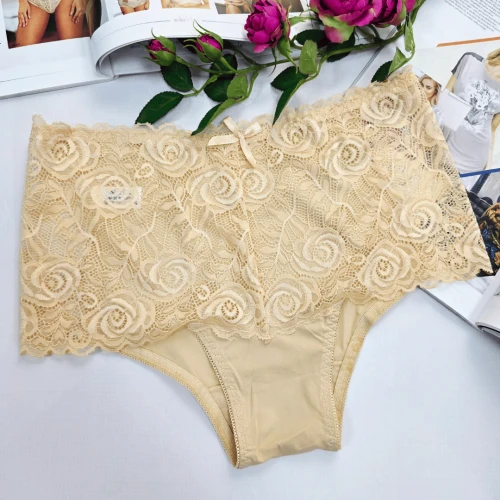 Majtki koronkowe wysoki stan plus size Greta cielisty 3