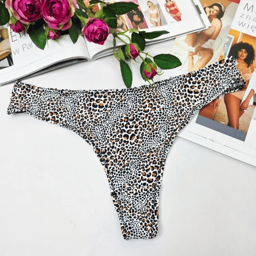 Stringi gładkie wysoki stan VIOLETTA panterka print MIX 3