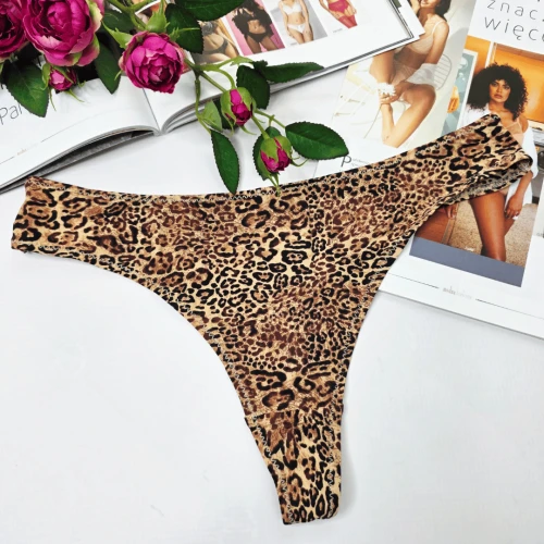 Stringi gładkie wysoki stan VIOLETTA panterka print MIX 4