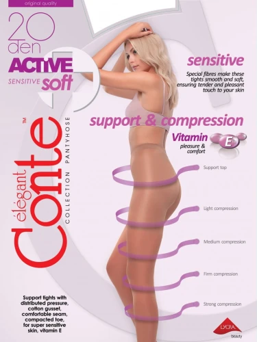 Conte Rajstopy modelujące brzuch przeciwżylakowe ACTIVE SOFT 20 DEN nero 2