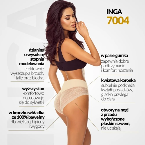 Majtki wyszczuplające z wyższy stanem Lapinee INGA 7004 beżowy - wysoki stopień modelowania 8