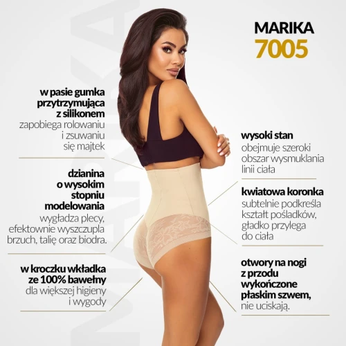 Lapinee Majtki wyszczuplające z wysokim stanem MARIKA 7005 beżowy - wysoki stopnień modelowania