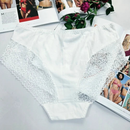 Majtki bawełniane koronkowe wysoki stan plus size KLARA ecru 3