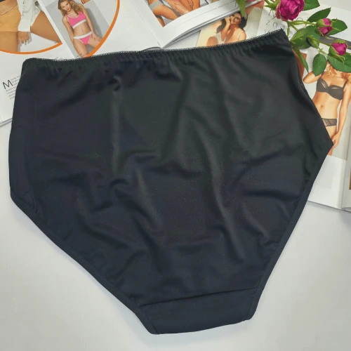 Majtki plus size wysoki stan z elastyczną siateczką MALWINA czarny 3