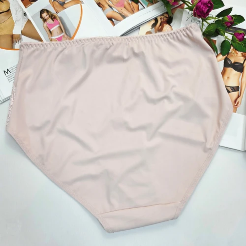 Majtki plus size wysoki stan z elastyczną siateczką MALWINA pudrowy 3