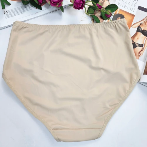 Majtki plus size wysoki stan z elastyczną siateczką MALWINA cielisty 3