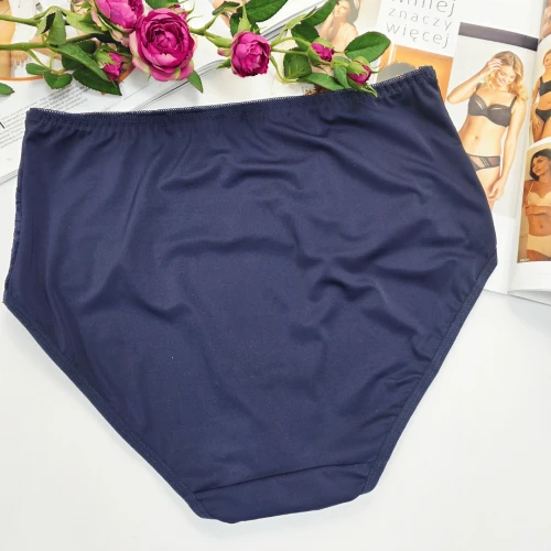 Majtki plus size wysoki stan z elastyczną siateczką MALWINA granatowy 3