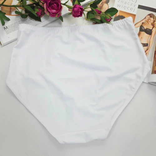 Majtki plus size wysoki stan z elastyczną siateczką MALWINA biały 3