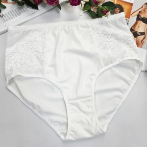 Majtki plus size wysoki stan z elastyczną siateczką MALWINA ecru