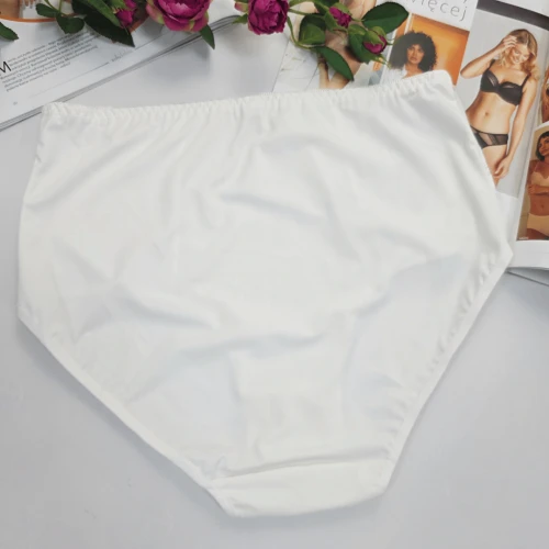 Majtki plus size wysoki stan z elastyczną siateczką MALWINA ecru 3