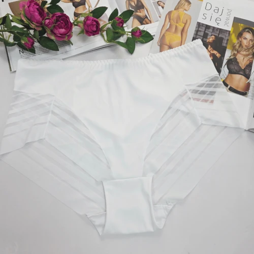 Majtki laserowo cięte z siateczką plus size wysoki stan Odette biały 1