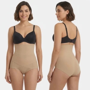 Majtki wyszczuplające brzuch bezszwowe wysoki stan plus size SARA no.3 beżowe