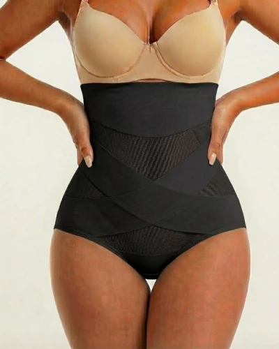 Majtki wyszczuplające brzuch bezszwowe wysoki stan plus size SARA no.4 czarny 1