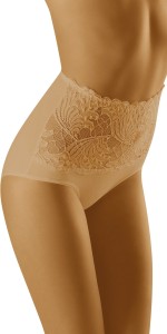 Wol-Bar Majtki wyszczuplające wysoki stan z koronką Kaja cielisty